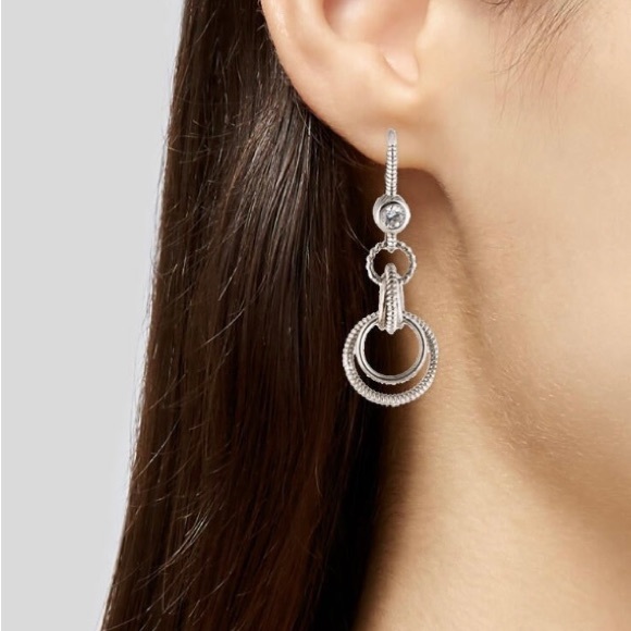 Judith Ripka Drop Hoop Earrings ~ like new - Picture 1 of 5